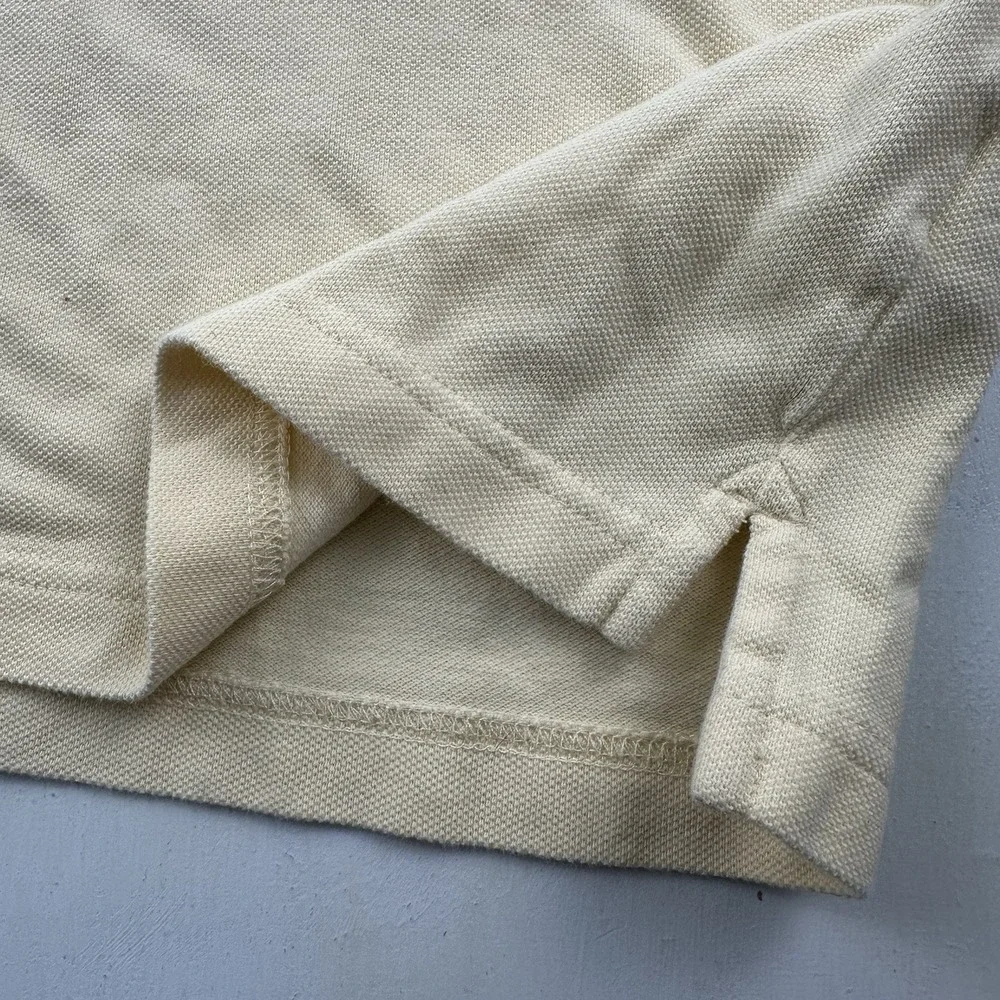 VTG 90s J Crew Oarsman Polo Shirt Mens Medium Tall MT Yellow Cotton Knit Pique